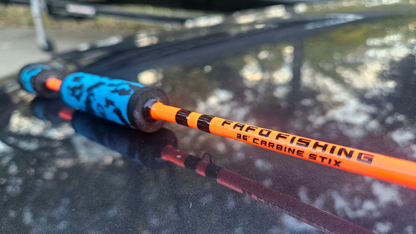 CARBINE STIX 36" Blaze Orange w/ Black Blue Camo Split Grip