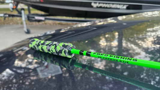 camo ice fishing pole Blue 3-Pole Storage Rack Big Daddy Life Reel Features Rapala TeleStick Ice Rod